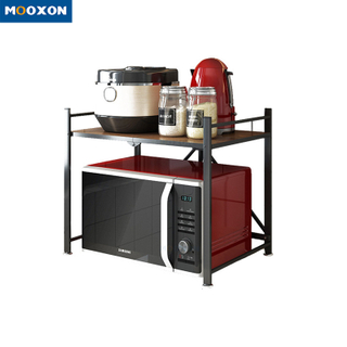 Durable Kitchen Folding Microwave Storage Shelf Cabinet Wooden Oven Rack