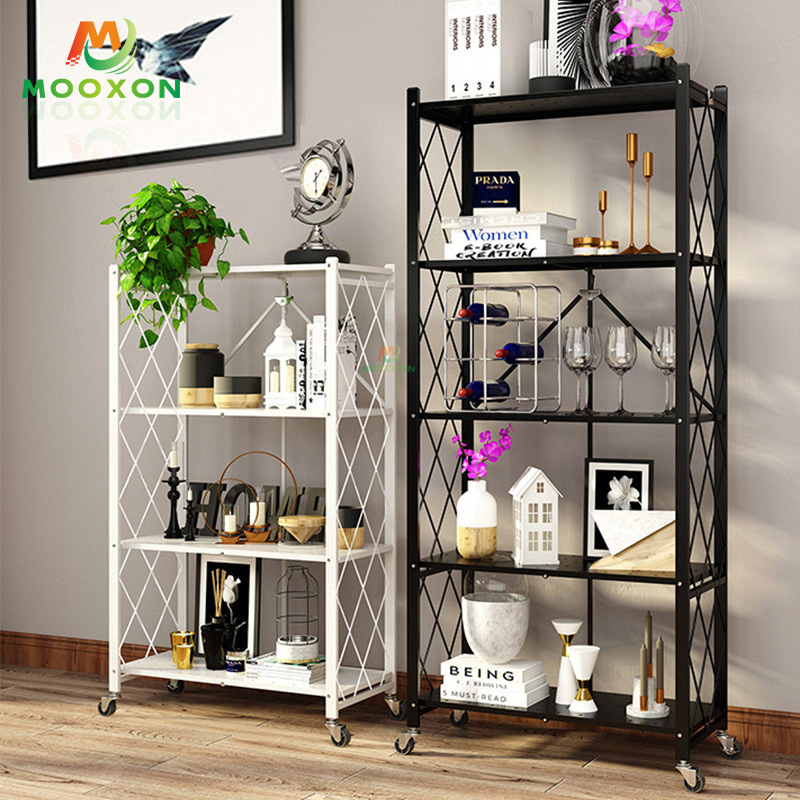 Modern Kitchen Furniture 3-Layer Foldable Metal Microwave Oven Rack 