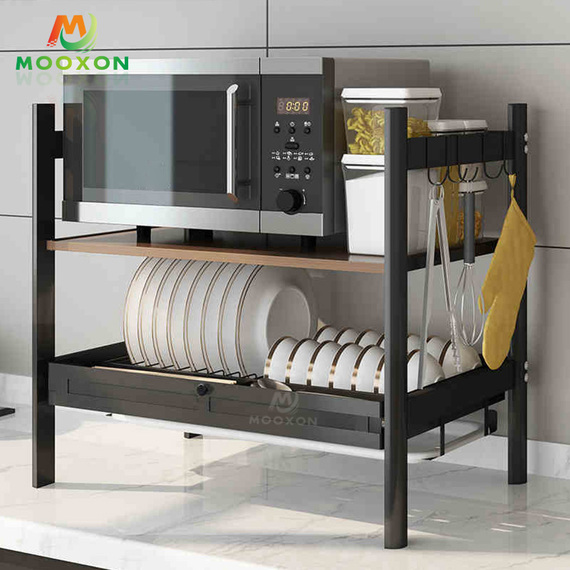 Nordic Popular Multifunction Iron 2-tier Spice Rack Microwave Oven Rack 