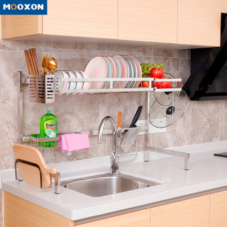 85cm 2 Tier Stainless Steel Drainer Sink Shelf Drying Stand Kitchen Dish Rack