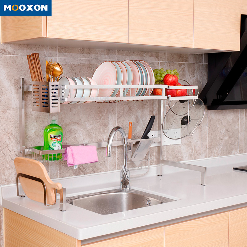 85cm Over Sink Storage Drainer Holders Dish Rack Stainless Steel Kitchen Organizer