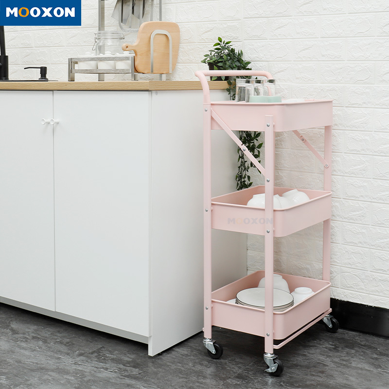 3-tier Home Kitchen Rack Organizer Furniture Mesh Storage Trolley 
