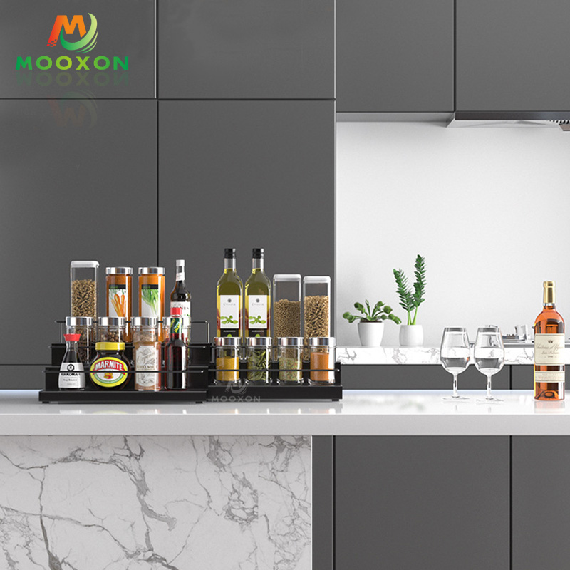 Three-Layer Stepped Metal Standing Jar Container Shelf Storage Holder Kitchen Spice Rack 