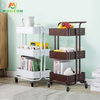 3 Tiers Movable Carbon Steel Home Kitchen Organizer Rolling Tool Storage Racking Trolley Cart