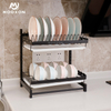 2/3 Tiers Plate Bowl Drainer Rack Metal Drying Storage Shelf Kitchen Dish Organizer