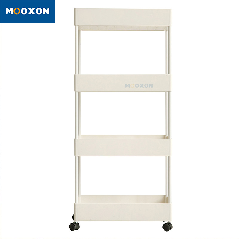 Carbon Steel Multifunction 4 Tier Bathroom Storage Shelves Trolley Cart 
