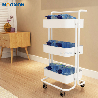 3 Tiers Movable Home Kitchen Organizer Mesh Storage Trolley Cart