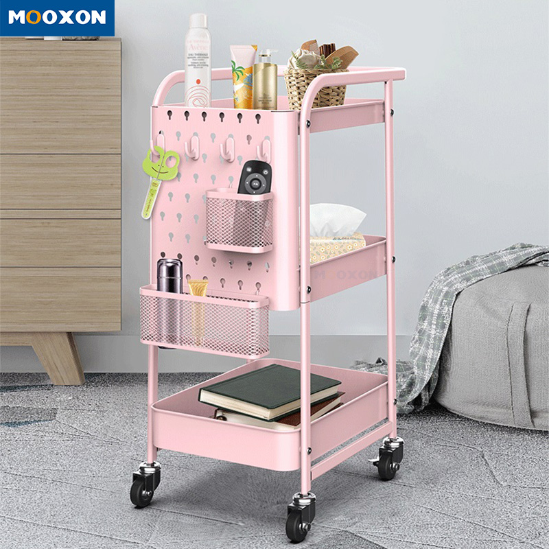 Carbon Steel Office Cabinet Cosmetic Storage Trolley Cart With Wheels
