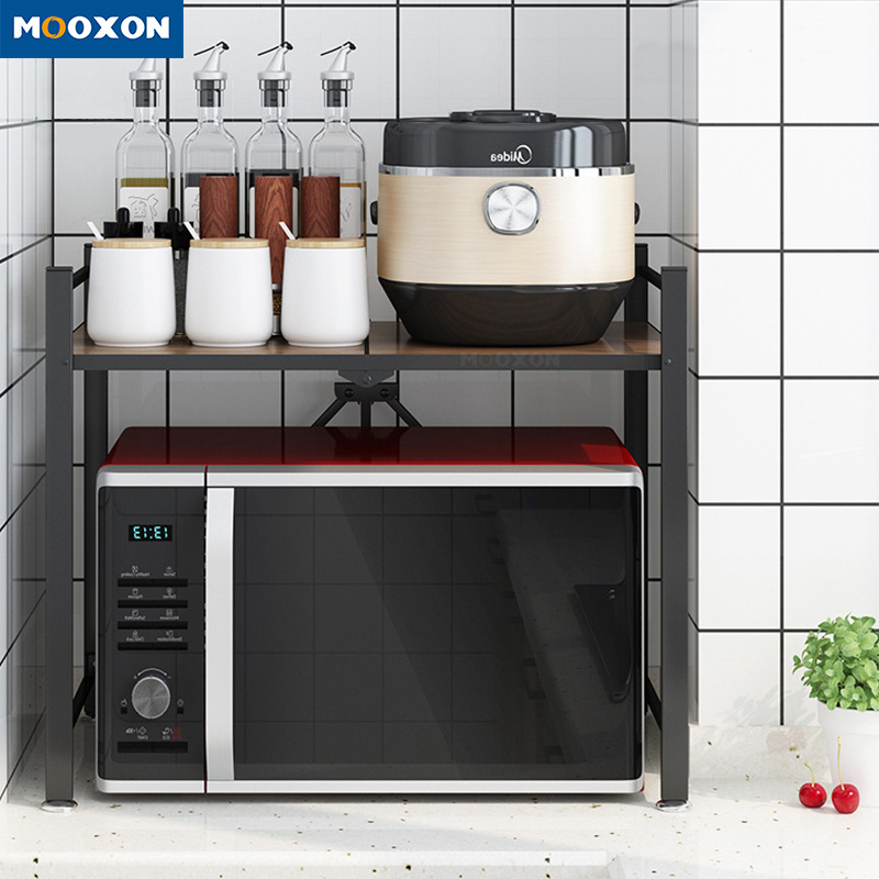 Durable Kitchen Folding Microwave Storage Shelf Cabinet Wooden Oven Rack