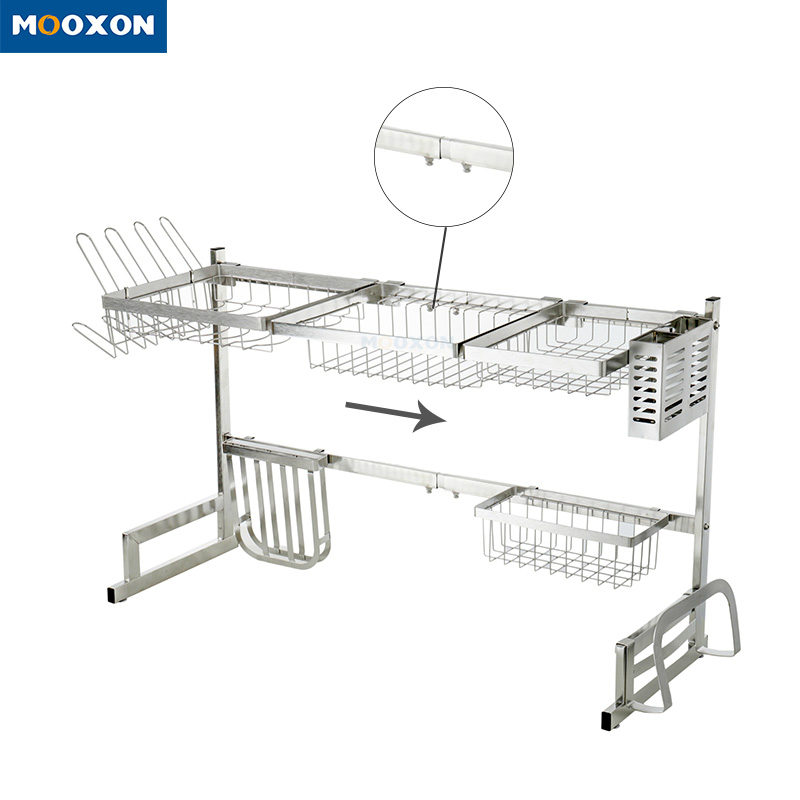 Foldable Plate Dryer Dish Drainer Adjustable Drying Retractable Dishes Rack
