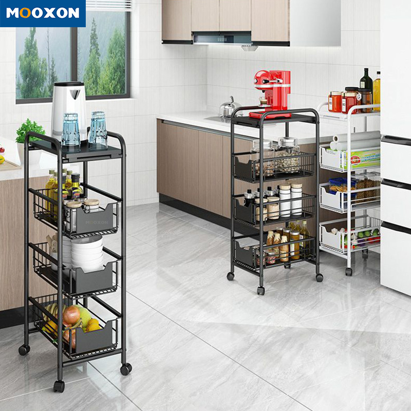 Kitchen Rack Shelving Rolling Cart Vegetable Fruit Storage Bathroom Trolley 