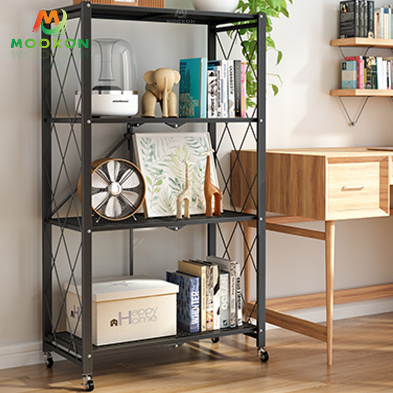 Modern Kitchen Furniture 3-Layer Foldable Metal Microwave Oven Rack 