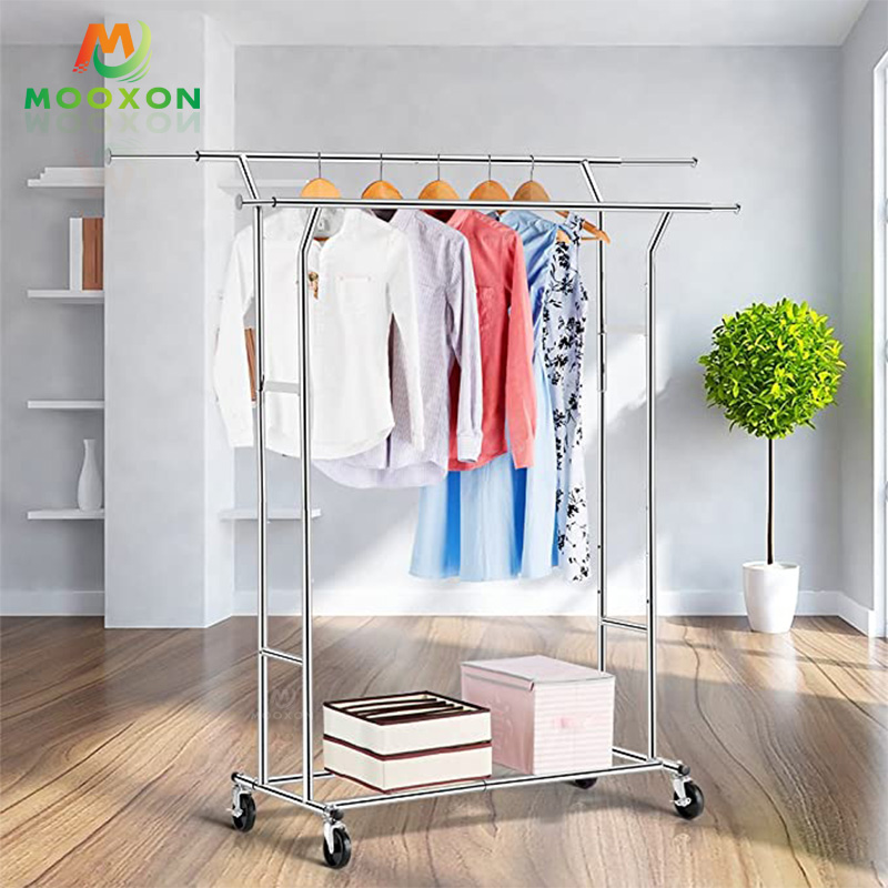 Metal Adjustable Display Case Clothes Display Shelf Hanging Clothes Rack 