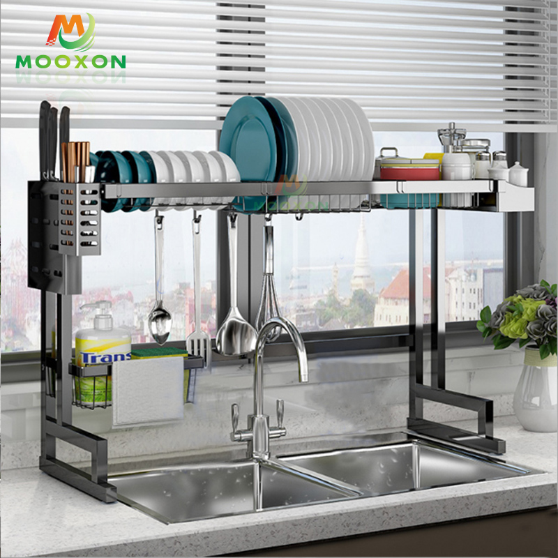 Stainless Steel 86cm Storage And Holders Kitchen Organizer Over The Sink Dish Drainer Rack 