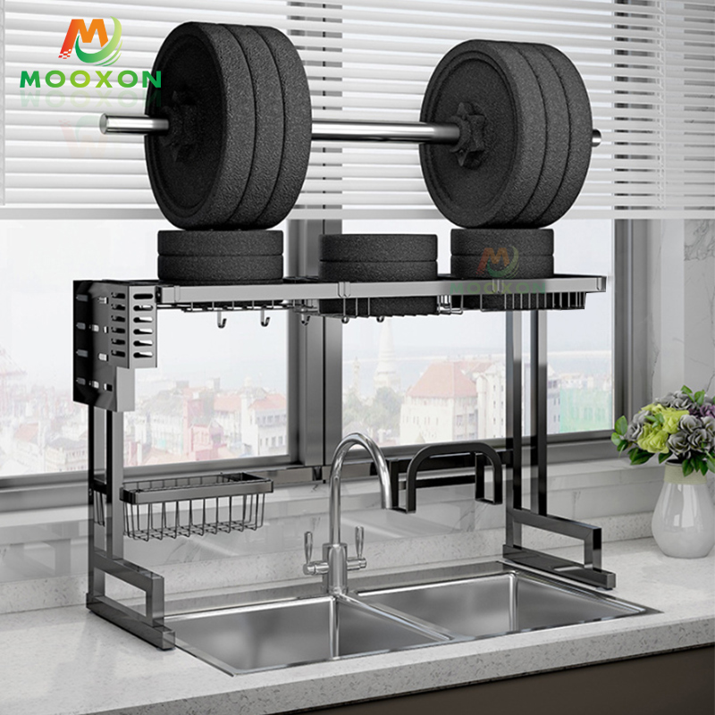 Stainless Steel 86cm Storage And Holders Kitchen Organizer Over The Sink Dish Drainer Rack 
