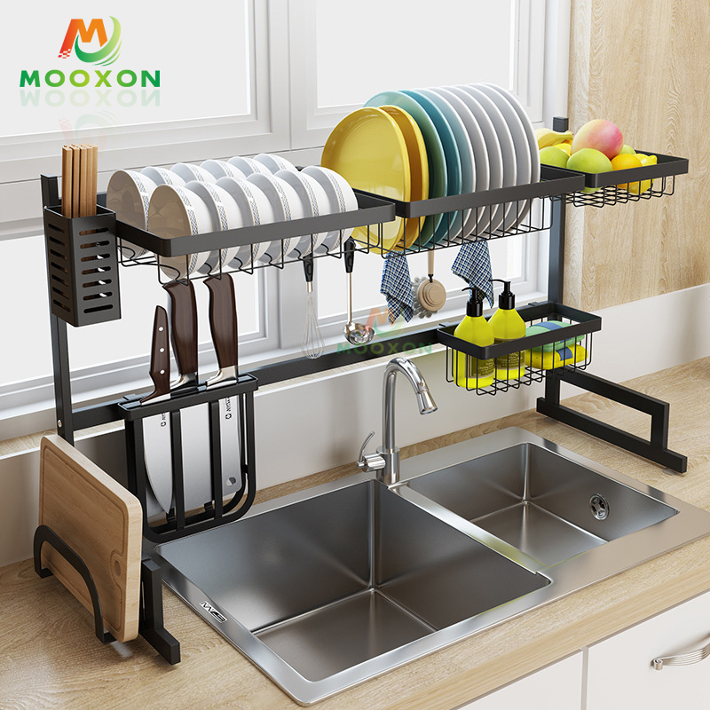 Space Save Stainless Steel 91 Cm Kitchen Rack Dish 2 Layer Over Sink Home Storage Holder 