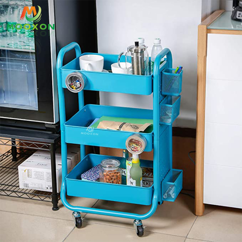 Nordic Design Convenient Omnidirectional Storage Holder Movable Rack Trolley Cart 