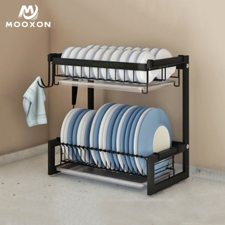 Display Stand Kitchen 2 Tiers Storage And Holders Drying Rack Dish Drainer 