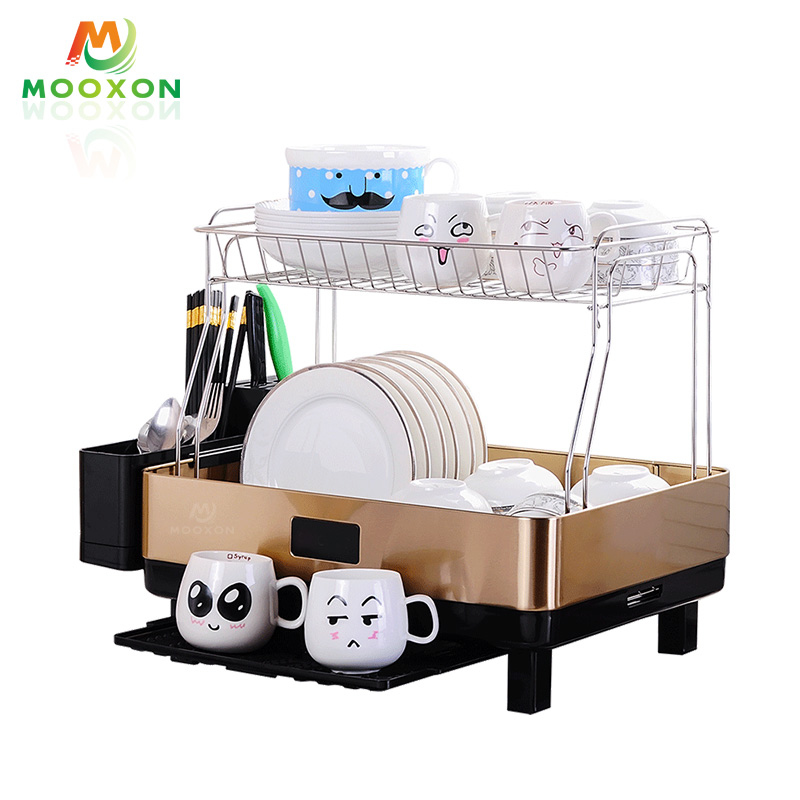 Black Standing Kitchen Drying Bowl Holder Dish Drainer Rack