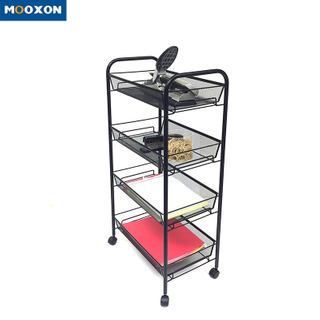 5 Tier Metal Mesh Rolling Storage Cart Utility Trolley Bathroom Organizer Rack