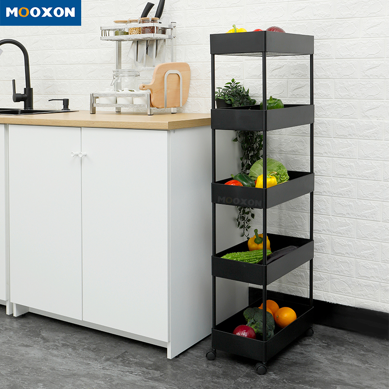 Bathroom Storage Rack Plastic Shelving Vegetable Kitchen Trolley Rolling Cart