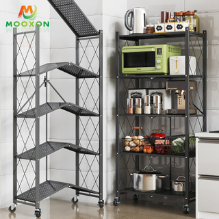 Modern Kitchen Furniture 3-Layer Foldable Metal Microwave Oven Rack 