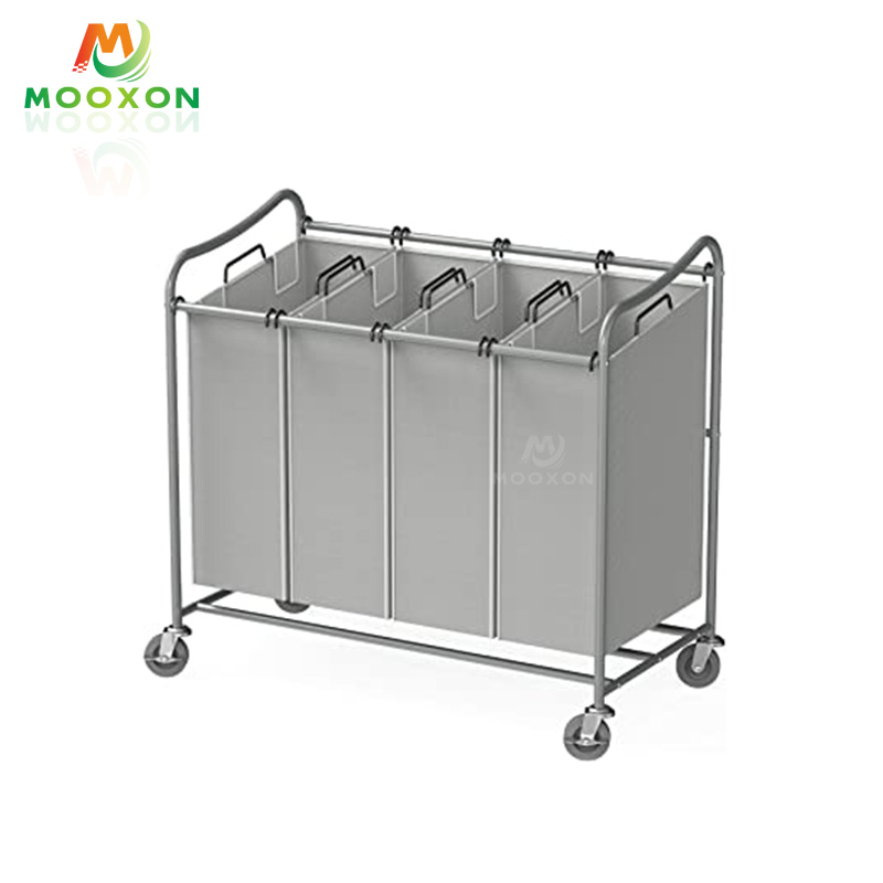 3 Bag Laundry Hamper Sorter Rolling Heavy Duty Casters Pantry Organizer Trolley Cart 