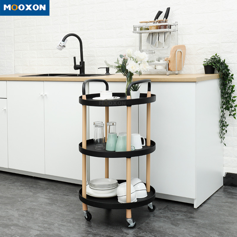 Nordic Simple Standing Type Kitchen Vegetable Fruit Storage Rack Trolley Cart 