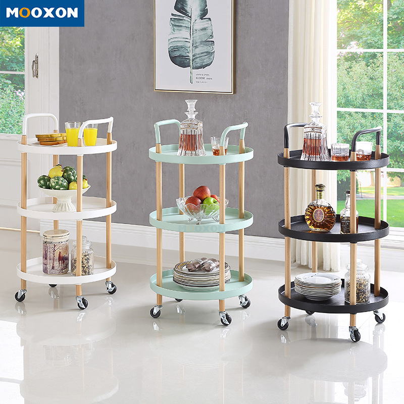 Nordic Simple Standing Type Kitchen Vegetable Fruit Storage Rack Trolley Cart 