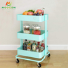 3 Tiers Movable Carbon Steel Home Kitchen Organizer Rolling Tool Storage Racking Trolley Cart