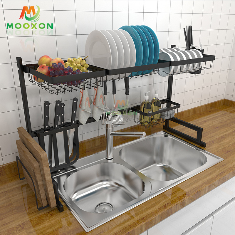 79 Cm Kitchen Multi-Function Over The Sink Stainless Steel Dish Rack 