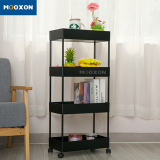 4 Tier Metal Rolling Wheels Baskets Utility Bathroom Removable Shelves Kitchen Cart 
