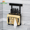 Wall Mount Pot Bar Kitchen Storage Rack Hanging Dish Drainer Knife Chopstick Holder Spice Organizer 