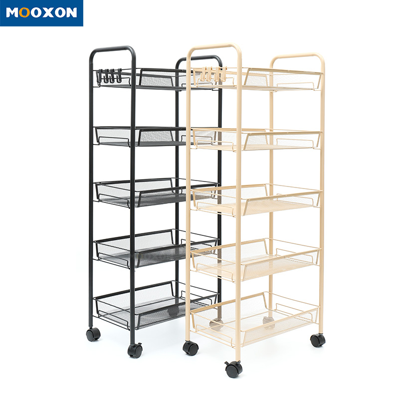 Kitchen Multifunction Mobile Metal Shelves Storage Rolling Cart