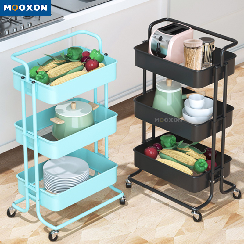  Kitchen Accessories Carbon Steel Rolling Shelf Storage Food Organizer in Hand Cart
