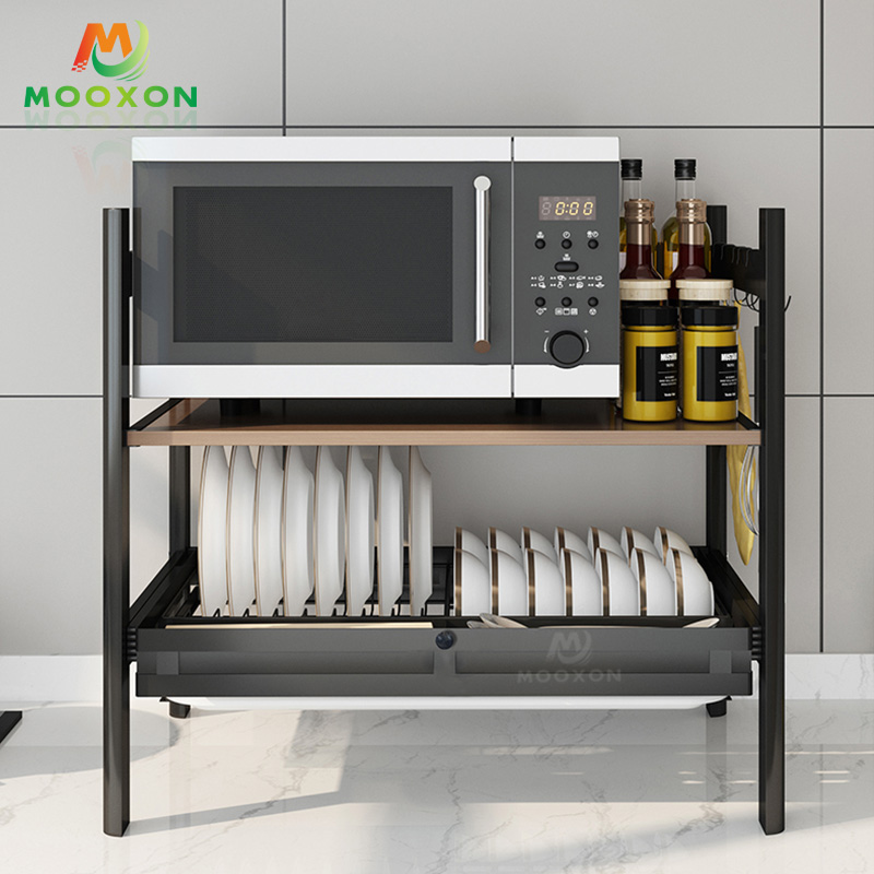  Nordic Popular Multifunction Iron 2-tier Spice Rack Microwave Oven Rack 