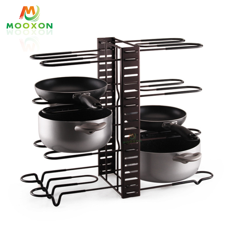 High Quality Adjustable Pot Organizer Kitchen Storage Holder Standing Type Pan Rack 