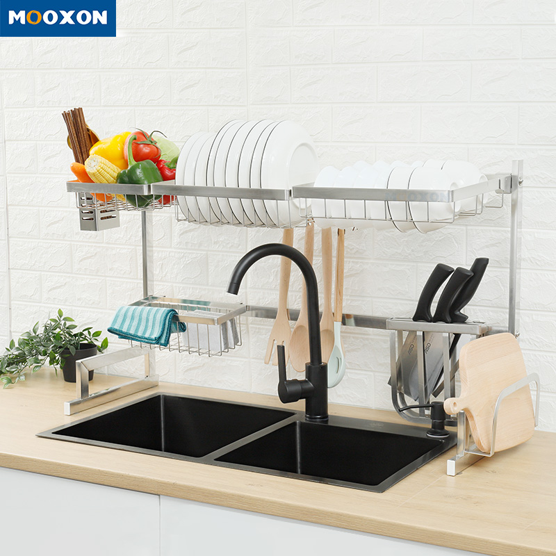 Kitchen Storage Standing Stainless Steel Space Saving Holder Dish Drying Rack