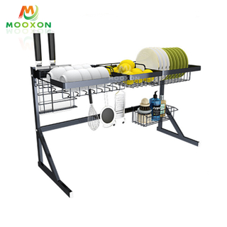 Stainless Steel Black Drying Holders Kitchen Storage Over The Sink Dish Drainer Rack