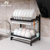 2/3 Tiers Plate Bowl Drainer Rack Metal Drying Storage Shelf Kitchen Dish Organizer