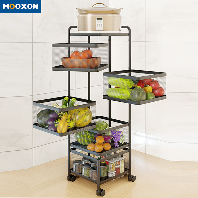 Floor-Standing Portable Multi-Layer Fruit Basket With Rollers