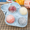 Reusable Summer Bar Round Shape Silicone Ices Cube Tray 4-hole Ice Hockey Mold 