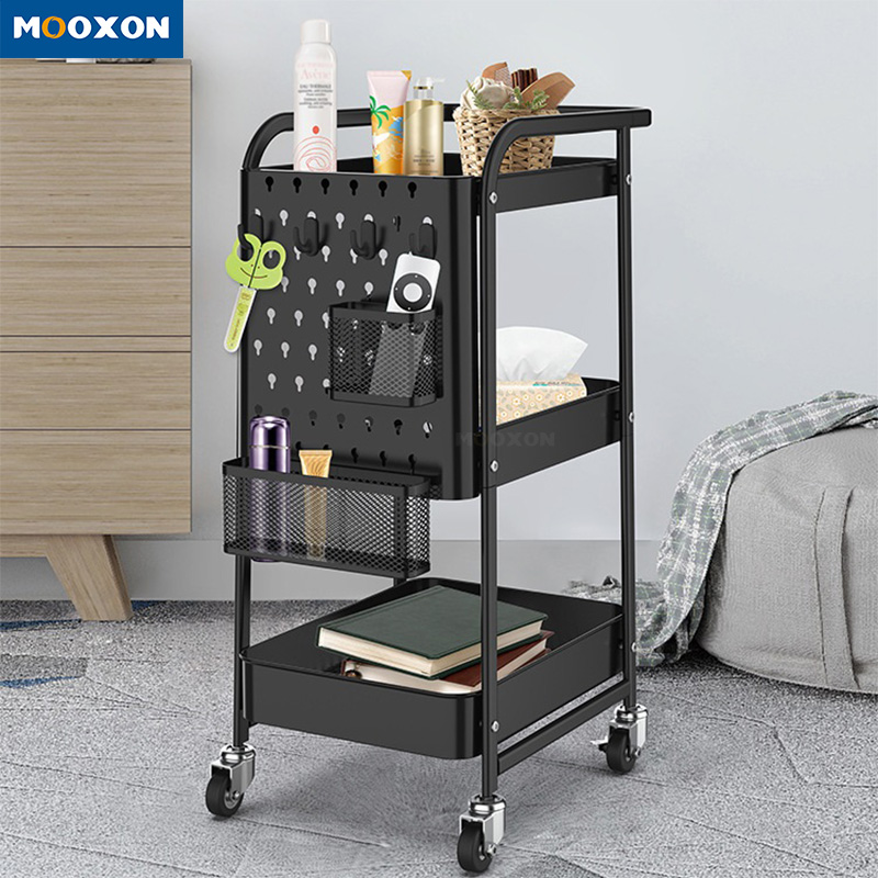 Carbon Steel Office Cabinet Cosmetic Storage Trolley Cart With Wheels