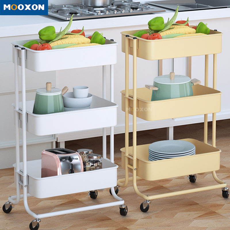  Kitchen Accessories Carbon Steel Rolling Shelf Storage Food Organizer in Hand Cart