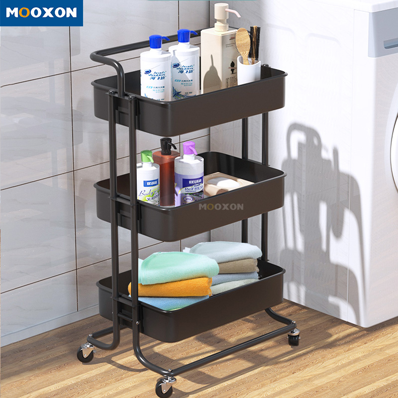  Kitchen Accessories Carbon Steel Rolling Shelf Storage Food Organizer in Hand Cart