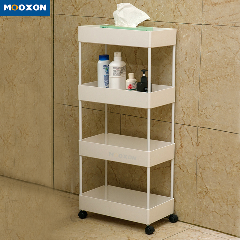 Rolling Shelves Service Cart Mesh Basket Kitchen Bathroom Storage Trolley 