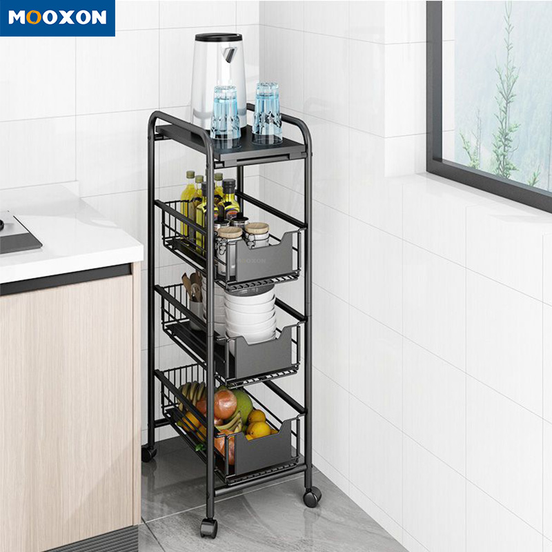 Kitchen Rack Shelving Rolling Cart Vegetable Fruit Storage Bathroom Trolley 