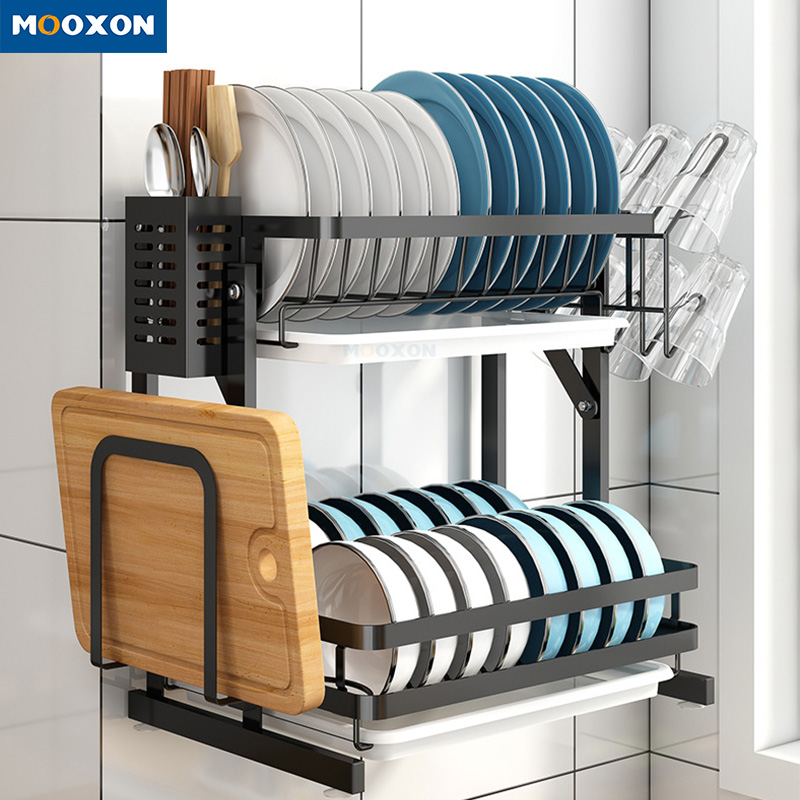 Home Kitchen Storage Shelf Foldable Stainless Steel Dish Rack 
