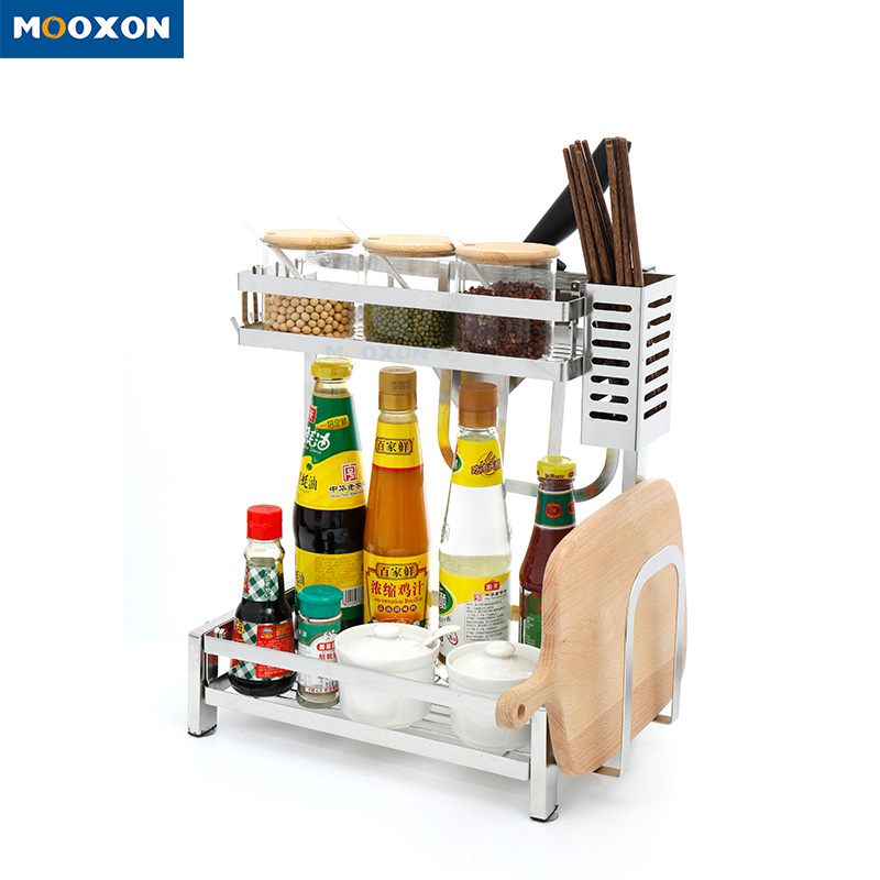 Adjustable Multipurpose Stainless Steel Standing Shelf Spice Rack Set 