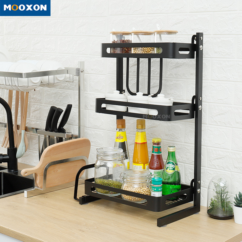 Home Furniture Standing Kitchen Spice Storage Basket Jars Rack Holder
